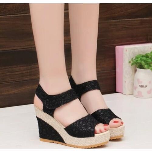 Women Sandals 2017 Hot Summer New Open Toe Fish Head Fashion platform High Heels Wedge Sandals female shoes women shoes 35-40