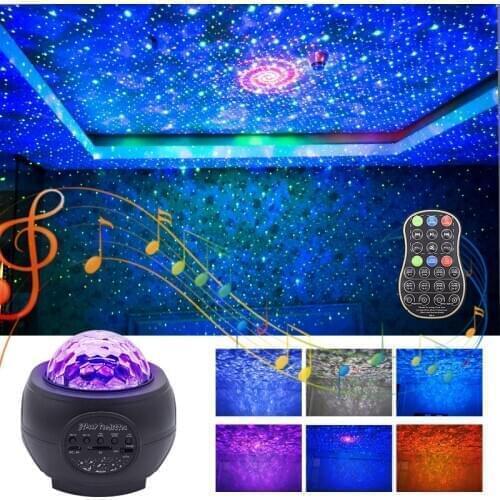 Galaxy Projector Light LED Starry Sky Ocean Night Light Remote Control Ocean Wave Projection Lamp with Bluetooth Music Speaker