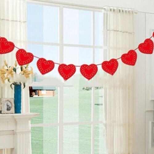 Heart-shaped Pull Flower Living Room Decoration Paper Cardboard Bunting Banner Birthday Party Wedding Decor Sign
