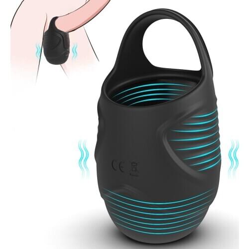 Vibrating Sex Toys for Men Testicle Penis Massager Silicone Male Chastity Vibrator Cock Sleeve Ring Penis Enlargement Sex Tools