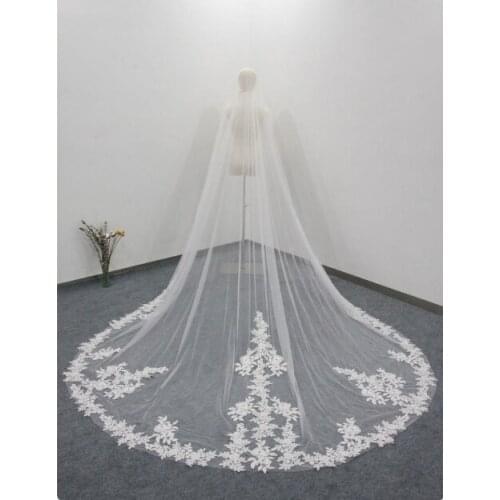 Vintage Roses Floral Bridal Veil Floral Cathedral Veil,Floral Lace Cathedral Length Veil,Flowery Chapel Wedding Veil,Lace Chapel