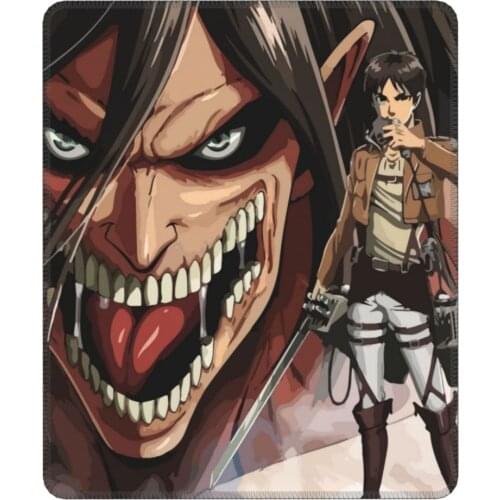Attack On Titan Eren Funny Mouse Pad Best Anime Shingeki no Kyojin with Locking Edge Mouse Mats Rubber Office Home Deco Mat
