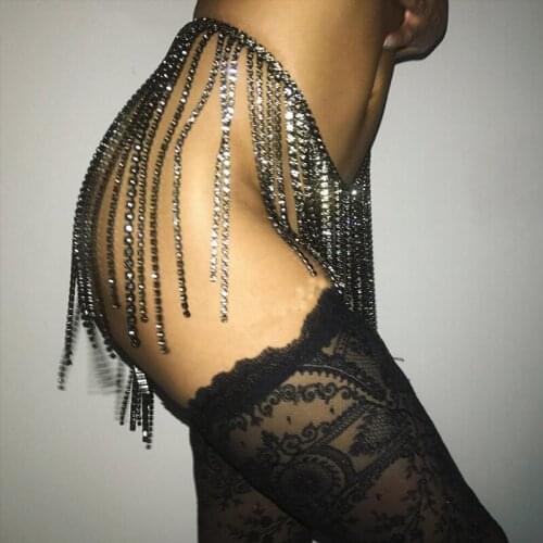 Woman Tassels Rhinestone Short skirt Shining Mini Sexy Waist chain Body jewelry Luxurious fashion Jewelry for women Beach bar