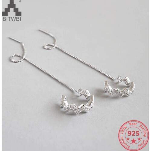 New Design Personality Fashion Women 925 Sterling Silver Inlay Zircon The Waves Linellae Earrings Jewelry Accessories