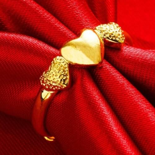 Heart Ring 24K Gold Plated Ring for Women Party Anniversary Engagement Wedding Rings Romantic Wedding Bands Fashion Jewelry Gift