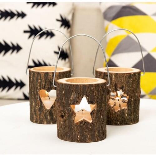 Log Candle Holder Valentines Day Light Candlestick Coffee Shop Ornaments Home Decoration Accessories Tea Wax Wooden Candle Cup