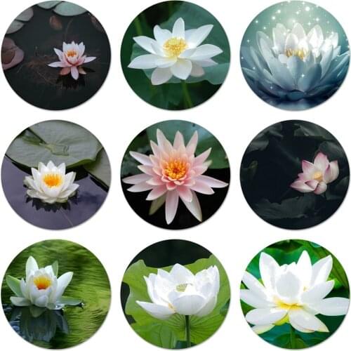 58mm White Lotus Icons Pins Badge Decoration Brooches Metal Badges For Clothes Backpack Decoration