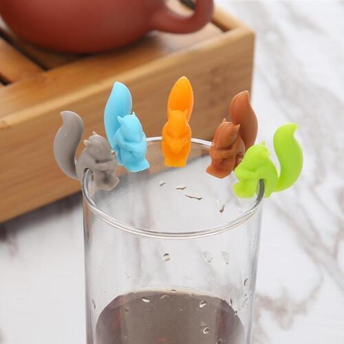1 Pcs Silicone Tea Infuser Squirrel Device Tea Bag Hanging Snail Mug Cup Clip Label Party New Year Supplies