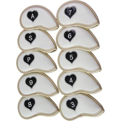 10pcs Premium Golf Iron Club Head Cover Headcover Protector Guard White