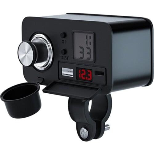 12V Multifunctional Motorcycle Cigarette Lighter Socket Adapter USB Charger Fast Charging With Timetable With Lighter Head