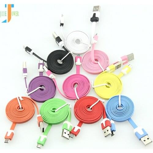 300pcs/lot High speed USB Cable Noodle Flat Micro USB Data Sync Cable For iPhone ipad Huawei Xiaomi mi4 1m 2m 3m