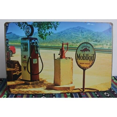 50pcs/lot Metal Sign shabby chic The oil station on ROUTE 66 vintage signs retro nostalgic souvenirs metal crafts decoration E-0