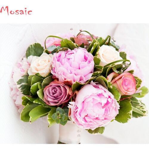 5D DIY Diamond Embroidery Full Square Vase Peony Flowers Mosaic Patterns Diamond Painting Cross Stitch Still Life Handmade Gift