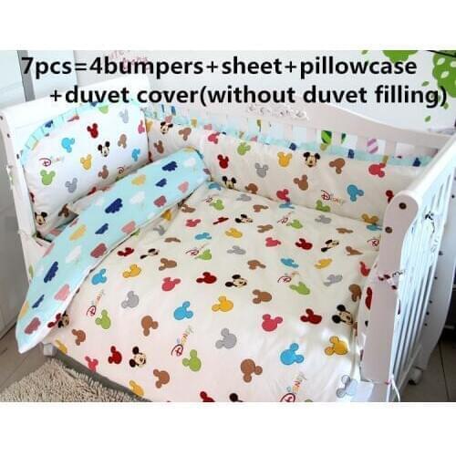 6/7PCS Cartoon Super Softr Baby Cot Bedding Set Infant Crib Protector Baby Bedding Sets juego de cama,120*60/120*70cm