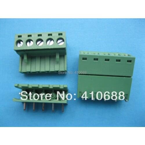 60 Pcs Angle 5 way/pin Pitch 5.08mm Screw Terminal Block Connector Pluggable Type Green 2EDCK-2EDCR-5.08