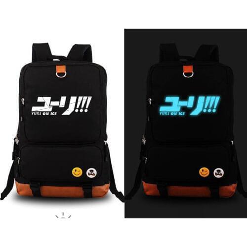 Anime YURI!!! on ICE Katsuki Yuri cosplay Backpack Fashion Yuri on ice Canvas Student Luminous Schoolbag Unisex Travel Bags