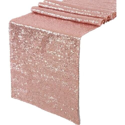 Sparkly Rose Gold Sequin Table Runners Shimmer Table For Wedding Party Anniversary Birthday Cake Table Cloth