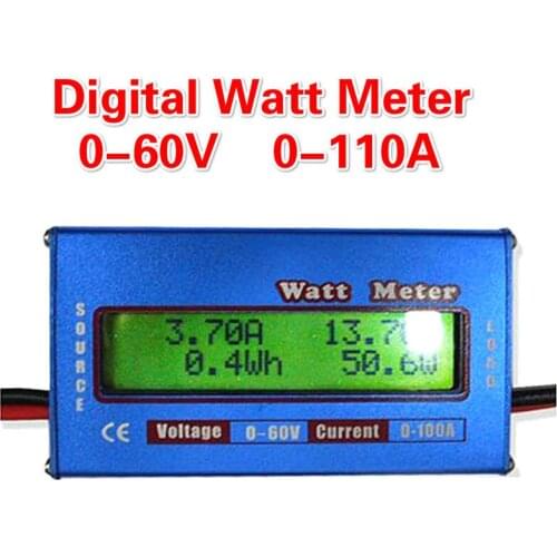 Digital Watt Meter High-accuracy Power Analyzer DC 60V 100A RC Wattmeter Balance Voltage Battery Checker W/ Backlight LCD Screen
