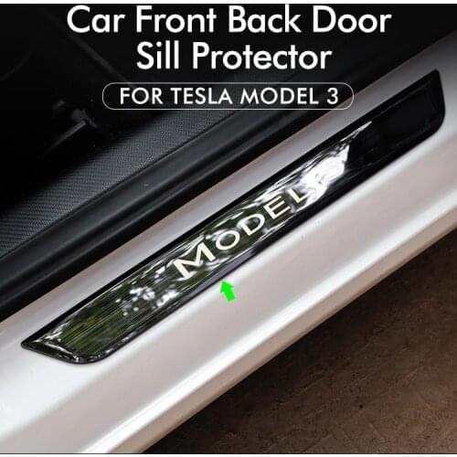 Model3 Door Sill Decoration Wrap Cover For Tesla Model 3 Accessories Pedal Protection Strip 2020 Model Three Carbon Fiber
