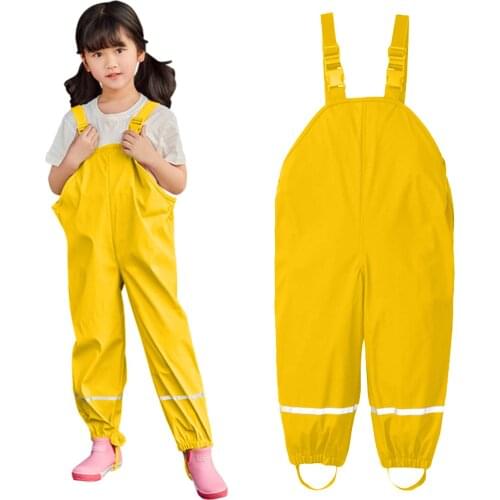Toddler Kids Rain Dungarees Windproof Waterproof Mud Jumpsuit Clothes Boys Girls Trousers Clothes Unisex Bib Overalls 2021