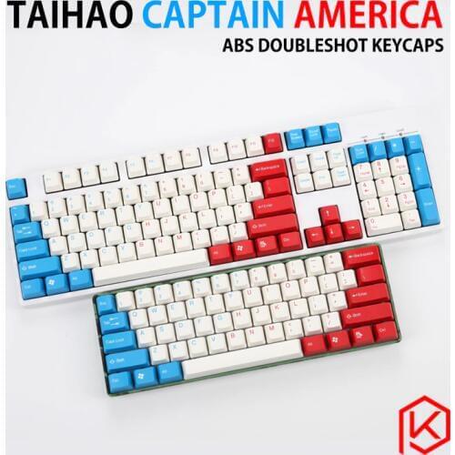 Taihao abs double shot keycaps for diy gaming mechanical keyboard color of Captain America red blue white