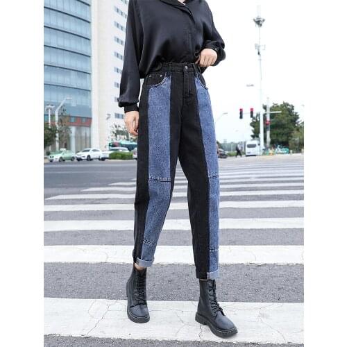 Jeans womens straight tube loose spring and autumn new high waist thin versatile large size fat mm Harlan radish daddy pants