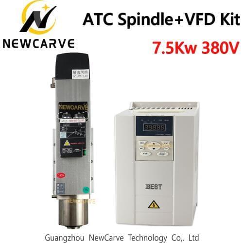 7.5KW Air Cooled ATC Spindle set ISO30 Automatic Tool Change Spindle Motor+ BEST 7.5KW 380V VFD Frequency Inverter NEWCARVE