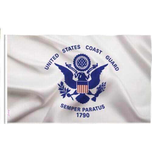 Candiway wave US Coast Guard flags Brass buttonhole 90*150cm flags white U.S. Coast Guard flag
