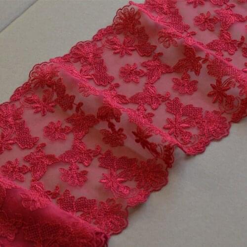 10Meters 17.5cm Width Apparel Accessories Red Lace Trim Applique Flowers Trimmings Sewing Fabric Lingerie Garment Clothes 2021
