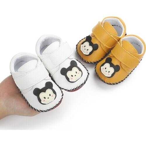 Ins Cartoon Newborn Girls Shoes Boys First Walkers Shoes Printed Toddler Anti-Slip Soft Baby First Walkers PU Shoes 0-18M