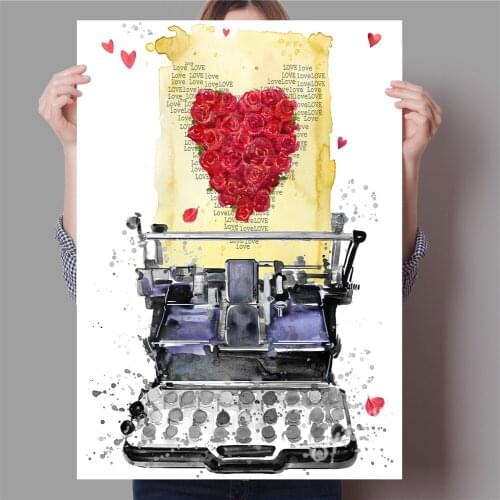 Canvas Painting Hip-hop Animal Watercolor Typewriter Painting Oil Posters and Prints Gift Colorful Wall Art Pictures Home Decor
