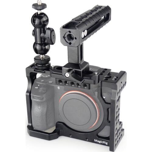 MAGICRIG DSLR Camera Cage with NATO Handle and Ball Head for Sony A7RIII /A7RII /A7SII /A7M3 /A7III /A7II Camera Extension Kit