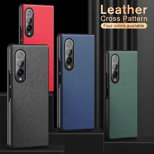 Retro Cross Pattern Leather Cover For Samsung Galaxy Z Fold3 5G Case Phone Fundas Z Fold 3 ZFold 3 ZFold3 Hard Protection Coque