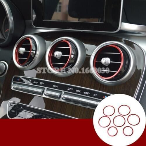Red Interior Air Vent Outlet Ring Cover Trim 7pcs For Benz GLC X253 2015-2020 Car accesories interior Car decoration