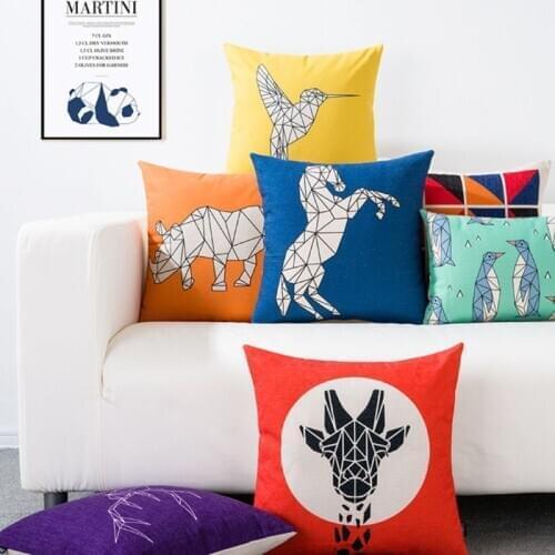 Geometric Animal Horse Pillow Case Cushion Case Square Oblong Linen Soft Room Gift Single Sides Printing