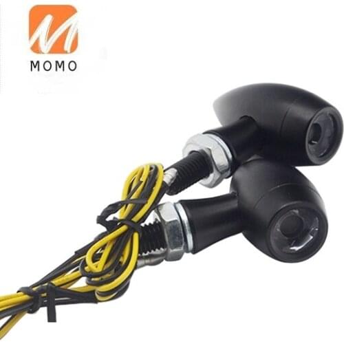 Motorcycle Metal Black LED Mini Bullet Spherical Lens Turn Signal Indicators Light For Street Sport Bikes Chopper Custom