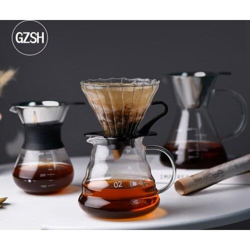 GZSH Shares Pot Hand Brewing Coffee Pot Set Home Hanging Ear Hand Punch Pot Slender Mouth Cold Bubble Pot Cold Jug Filter Cup