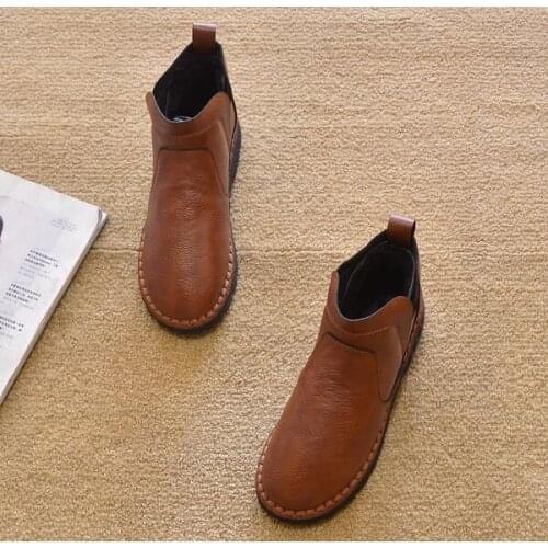 2021 new female designer flat heel Martin boots high quality ankle boots women leather shoes PU