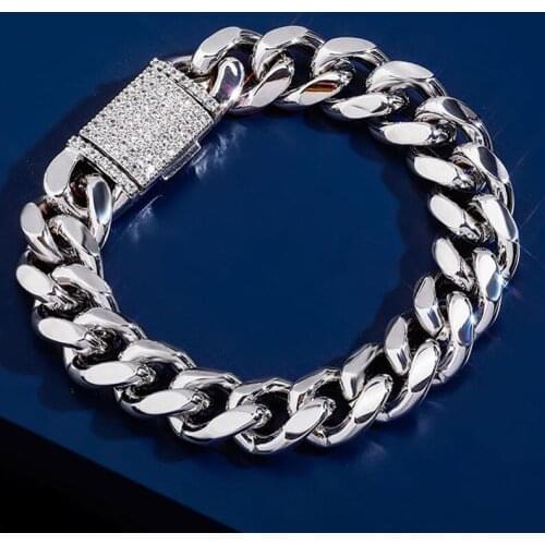 New fashion charm 12mm Cuban Chain High Quality Iced Out Cubic Zirconia Bracelets Hip Hop Gold Copper Jewelry For Men Women Gift