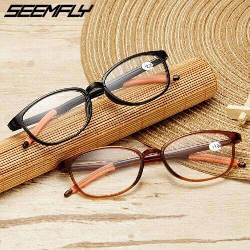 Seemfly Fashion Ultralight TR90 Comfortable Resin Reading Glasses Women Men Vintage Presbyopic Eyeglasses +Unisex 1.0 To +4.0