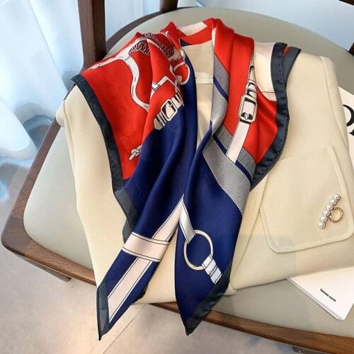 70x70cm Neck Silk Scarf Bandana 2021 Top Women Fashion Scarves for Ladies New Print Bag Foulard Summer Shawls Wraps Hijabs brand