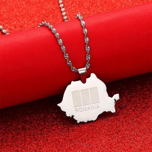 Romania Map Pendant & Necklace Gold Color Trendy Romanian Jewelry Gift