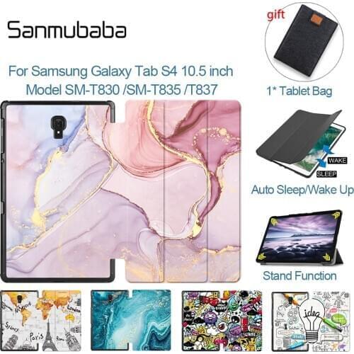 Sanmubaba Case For Samsung Galaxy Tab S4 10.5 inch Funda Slim PU Leather Flip Stand Cover Smart Tablet Case SM-T830 SM-T835 T837