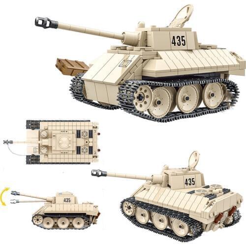 Military series World War II German Leopard VK-1602 light reconnaissance tank DIY model Building Blocks Toys Gifts