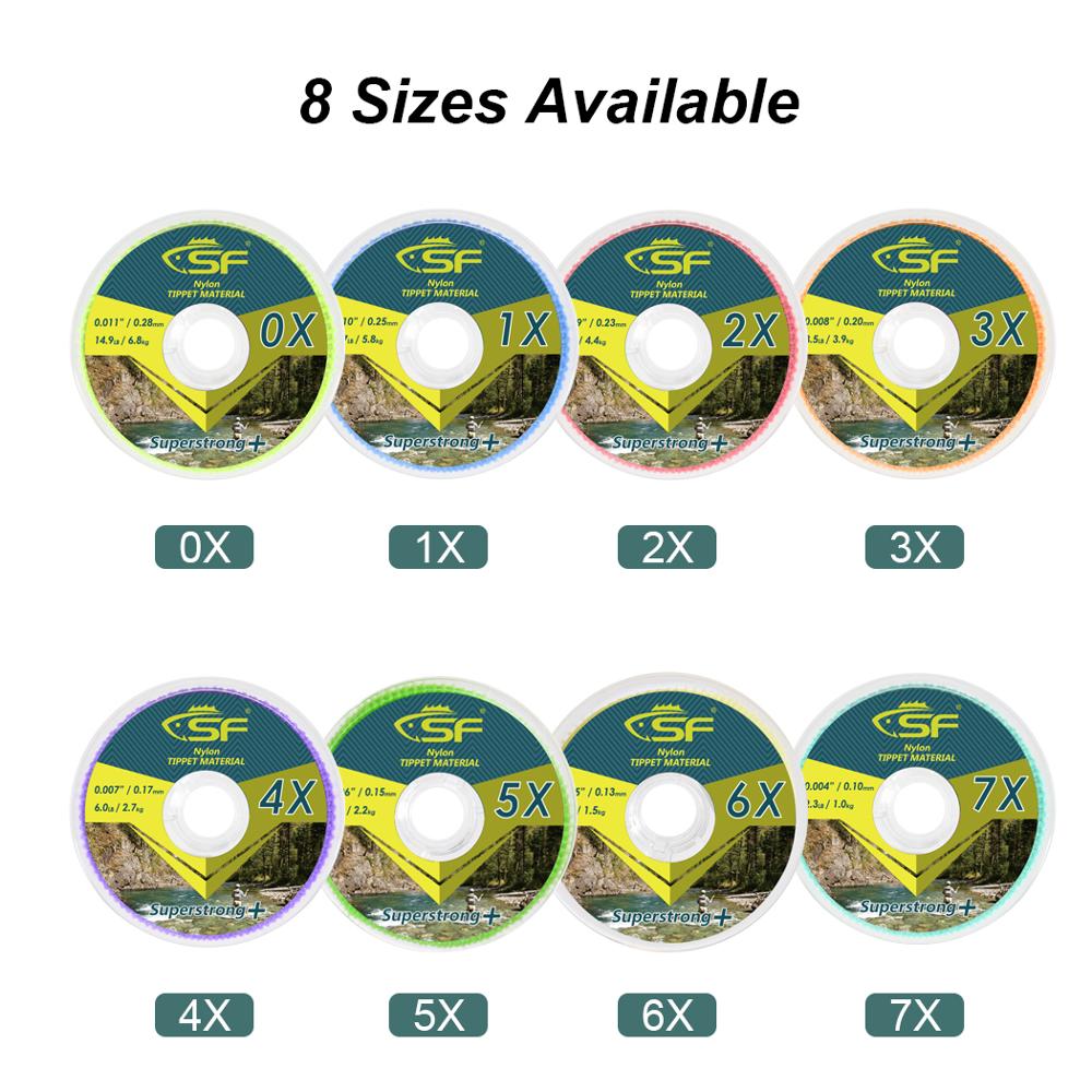 SF Fly Fishing Tippet Line Clear Nylon Monofilament with Holder Leaders Trout 0X 1X 2X 3X 4X 5X 6X 7X