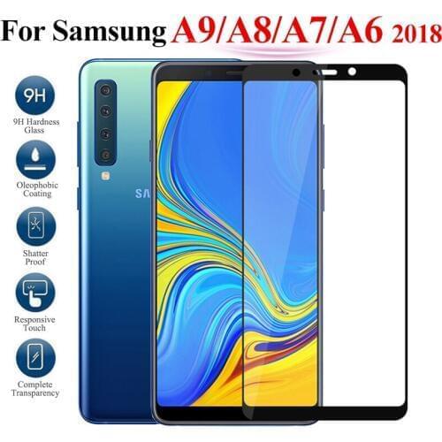 For Samsung Galaxy A7 2018 A750 A750F A730F Tempered Glass For Samsung A9 A8 A6 Plus 2018 Screen Protector Full Cover Glass Film