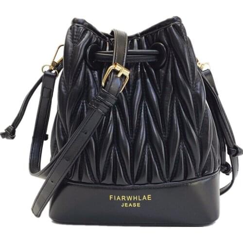 Womens Bag 2021 New slanted one-shoulder bag net red draw rope pleated bucket air one-shoulder oblique cross-bag