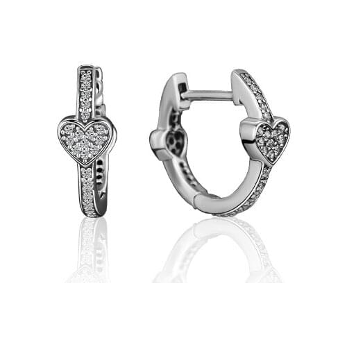 Earring Alluring Hearts Stud Earrings Sterling-Silver-Jewelry 100% for Women Brincos Oorbellen Pendientes