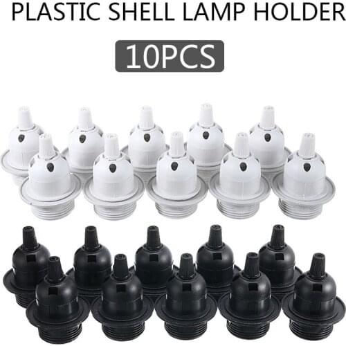 10Pcs White/Black E27 Light Bulb Socket Period Style Pendant Lamp Holder Screw In Socket Plastic E27 Lamp Holder Fixture