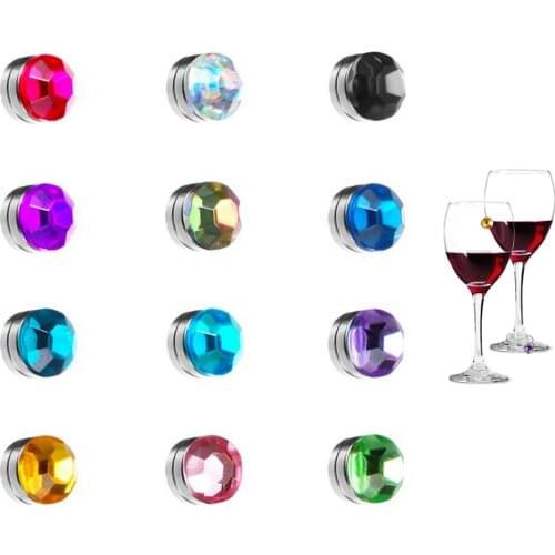 Crystal Magnetic Drink Markers Crystal Charm Wine Glass Markers For Goblet Flutes Cocktails Champagne Martinis Bar Tools 12pcs